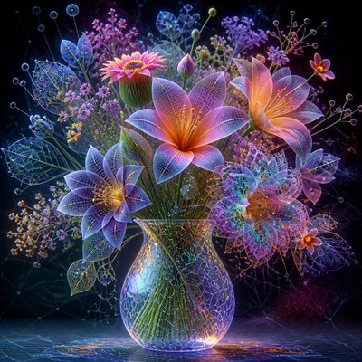 bouquet of flowers in a glass vase