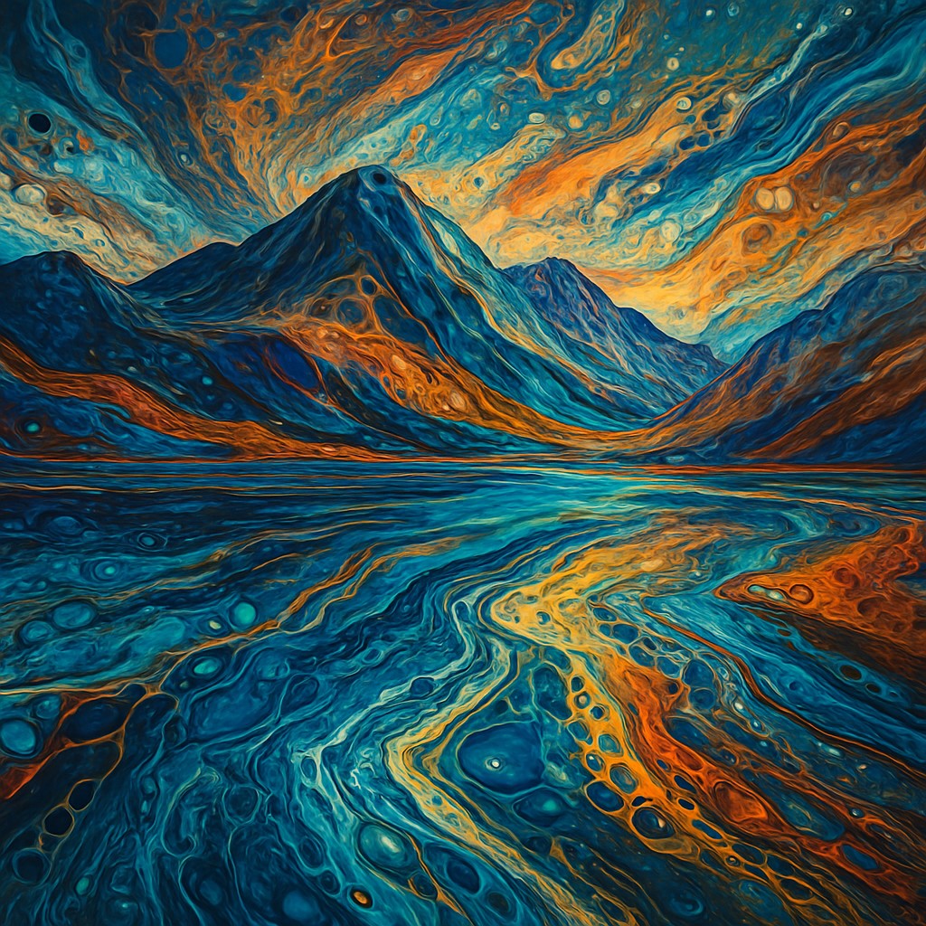 serene landscape with mountains and water