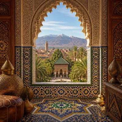 wide landscape with natural scenery — Moroccan Art Style