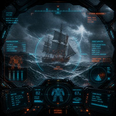 sailing ship on a stormy sea