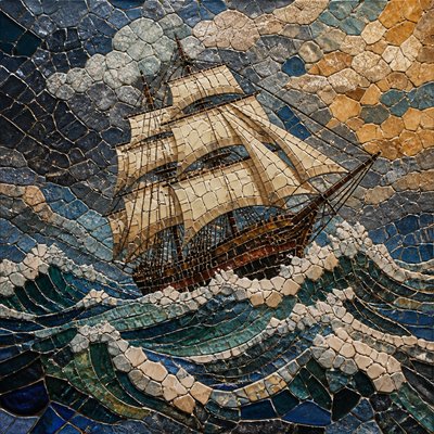 sailing ship on a stormy sea