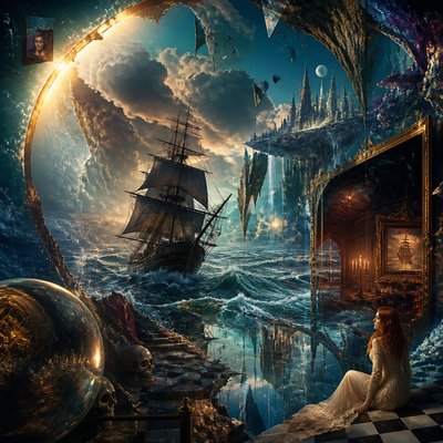 sailing ship on a stormy sea