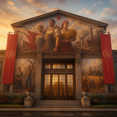 house with front view — Socialist Realism Art Style