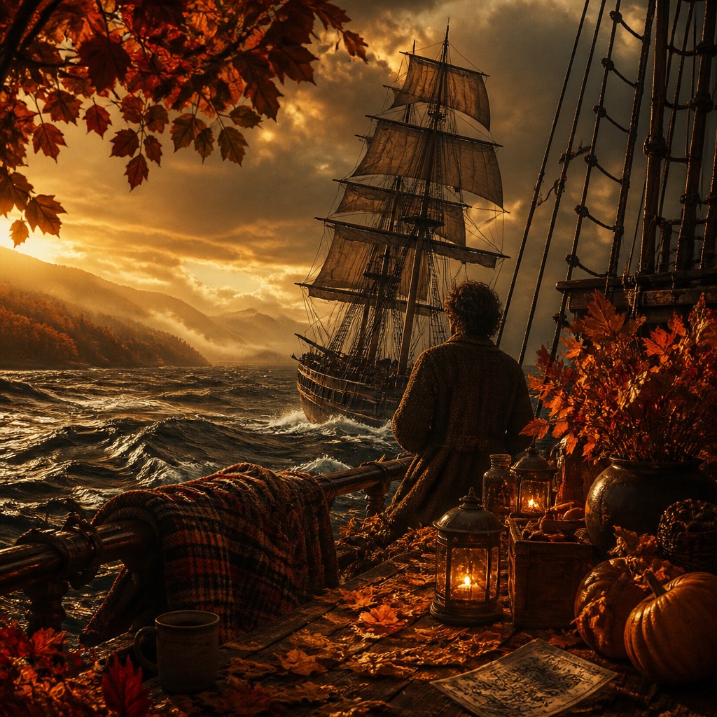 sailing ship on a stormy sea — Autumncore Aesthetic