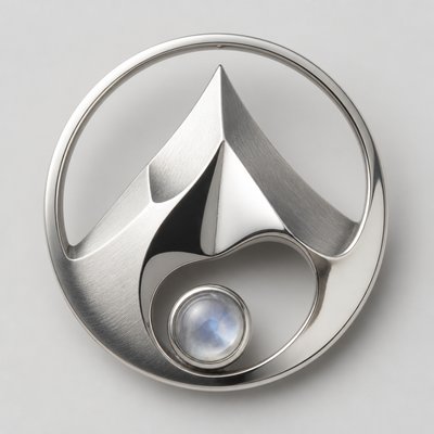 an emblem of a mountain peak inside a circle, simple bold shapes on a plain background, no text or lettering