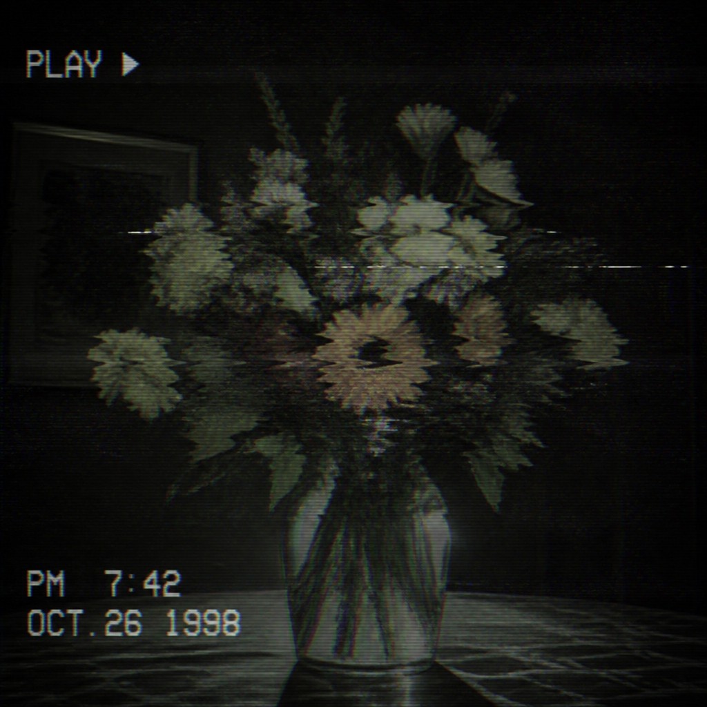 bouquet of flowers in a glass vase — Analog Horror Aesthetic