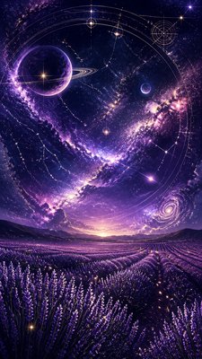 a field of lavender stretching to distant hills at dusk, no people