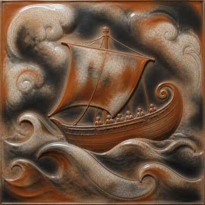 sailing ship on a stormy sea