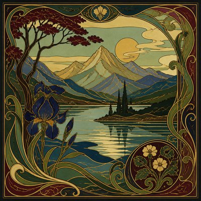 serene landscape with mountains and water