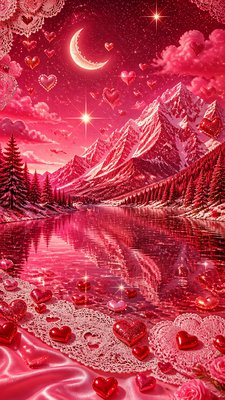 a tranquil mountain lake beneath a starry night sky, no people, no text