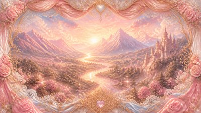 a vast valley with a river winding toward distant mountains at sunrise, no people, no text