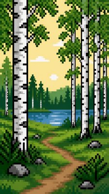 a serene birch forest in soft morning light, no people, no text