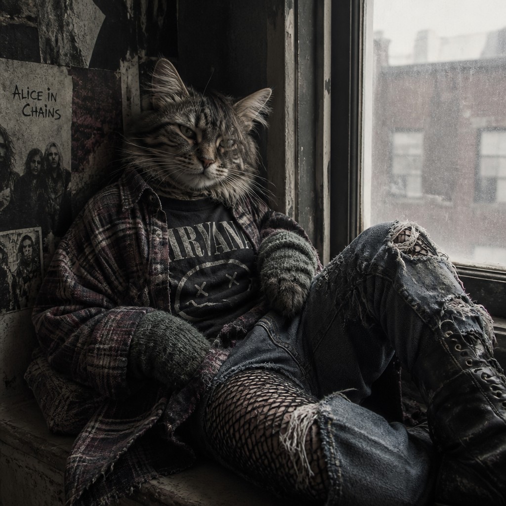 a cat lounging in a sunlit window — Grunge Fashion Style