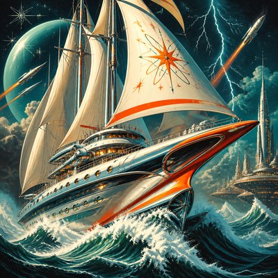 sailing ship on a stormy sea
