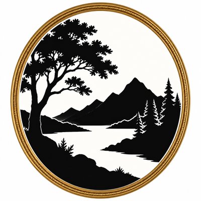 wide landscape with natural scenery — Silhouette Art Style