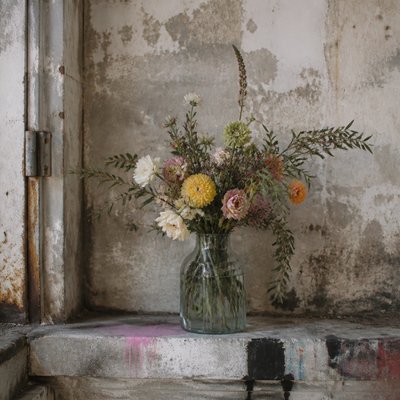 bouquet of flowers in a glass vase