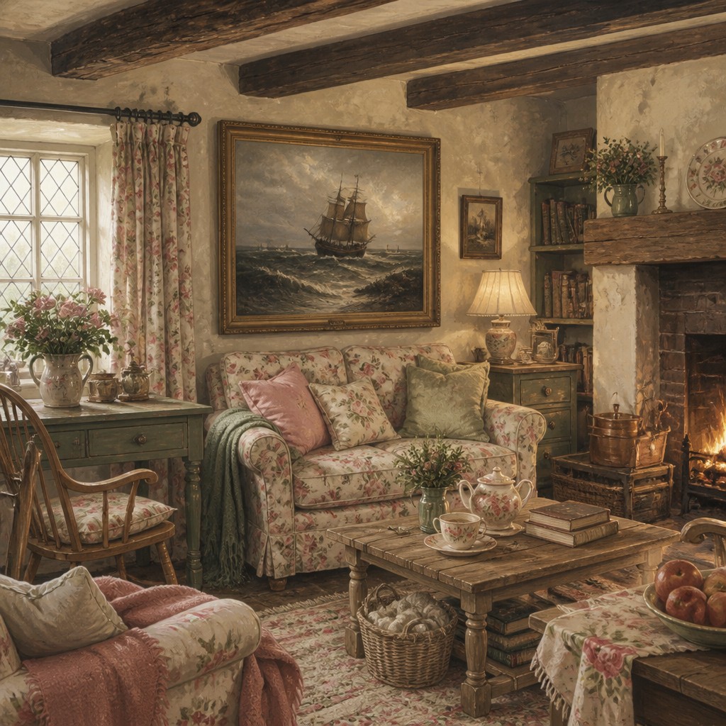 sailing ship on a stormy sea — English Cottage Interior Design