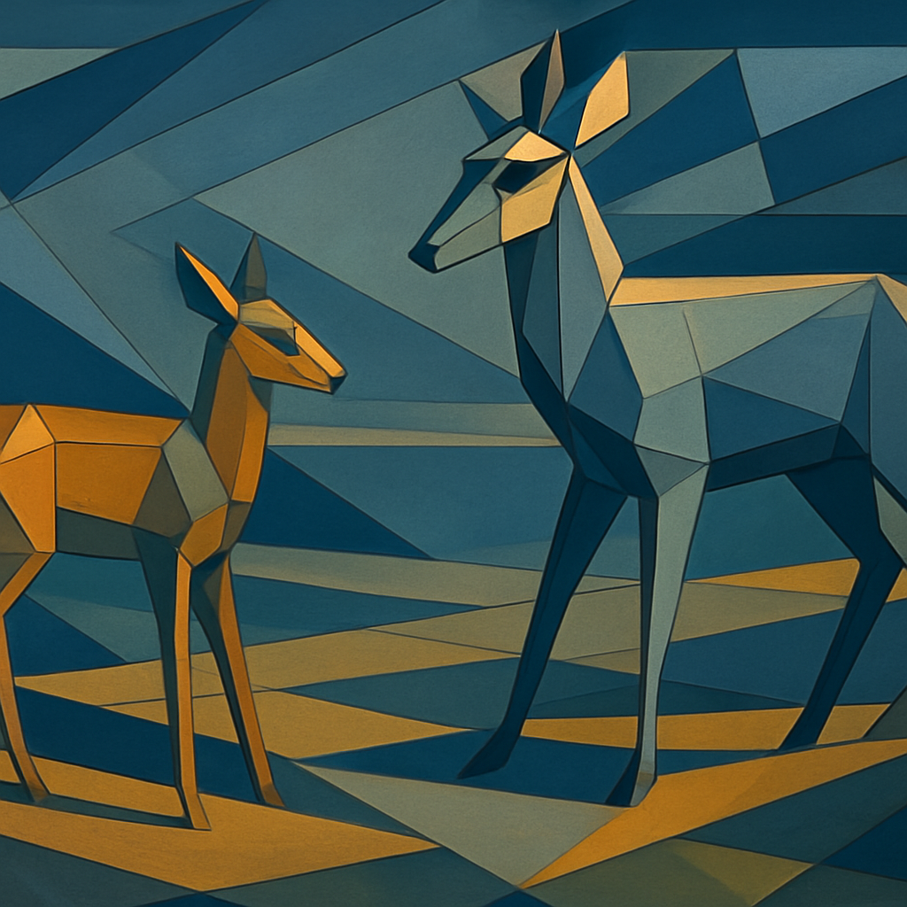 a couple of deer standing next to each other