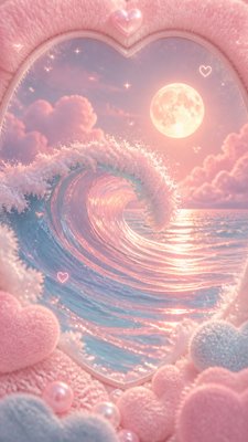 an ocean wave curling under moonlight, no people