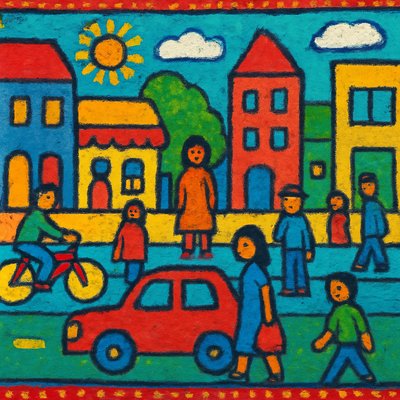 urban street with city activity