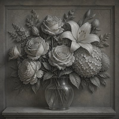 bouquet of flowers in a glass vase