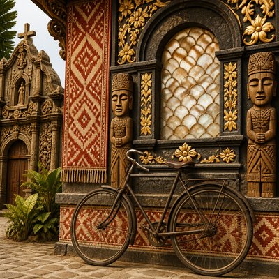 bicyle resting against a wall — Filipino Art Style