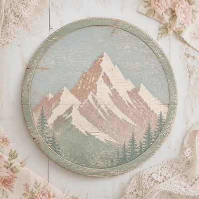 an emblem of a mountain peak inside a circle, simple bold shapes on a plain background, no text or lettering