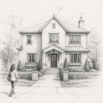 house with front view — Implied Line Art Style