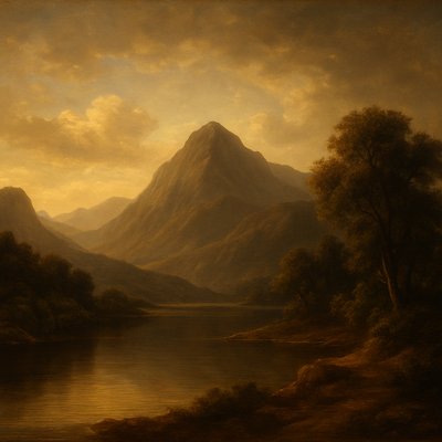 serene landscape with mountains and water