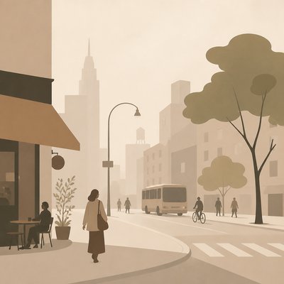 urban street with city activity