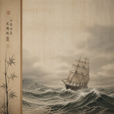 sailing ship on a stormy sea