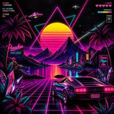 wide landscape with natural scenery — 80s Retro Aesthetic