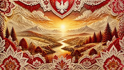 a vast valley with a river winding toward distant mountains at sunrise, no people, no text