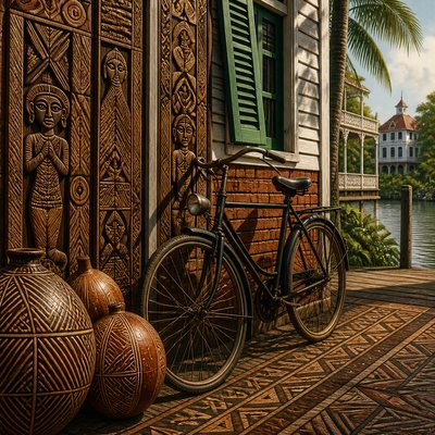 bicyle resting against a wall