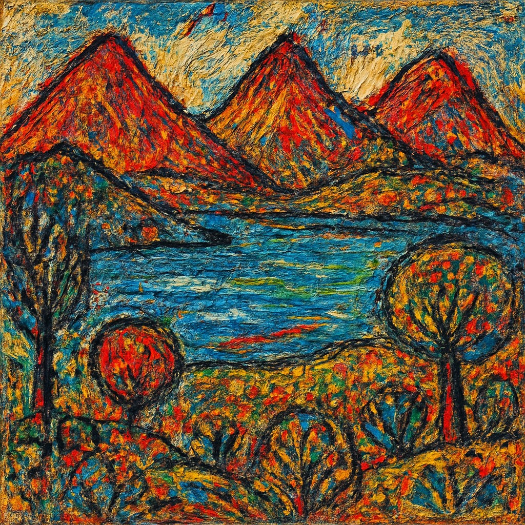 serene landscape with mountains and water
