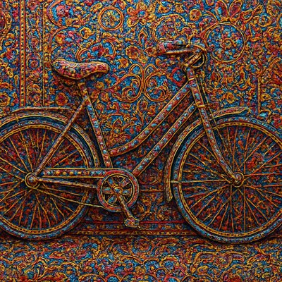bicyle resting against a wall