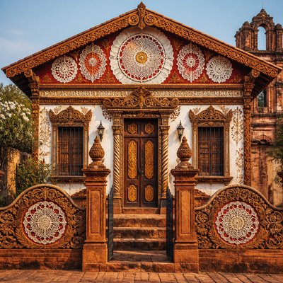 house with front view — Paraguayan Art Style