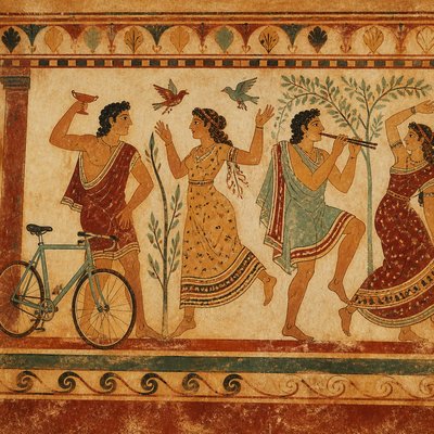 bicyle resting against a wall