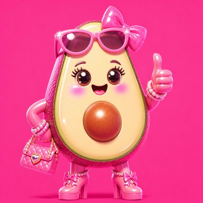 a happy avocado character giving a thumbs up, bold readable design on a plain background, no text