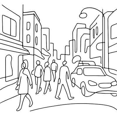 urban street with city activity
