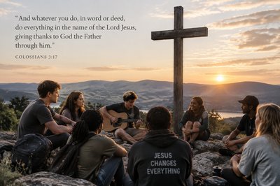 use this quote in a contemporary Christian youth camp group setting around a cross: "And whatever you do, in word or deed, do everything in the name of the Lord Jesus, giving thanks to God the Father through him." Colossians 3:17