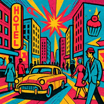 urban street with city activity