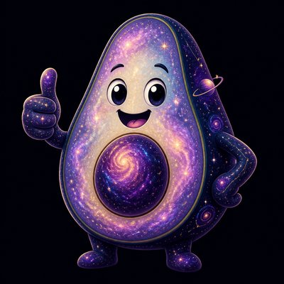 a happy avocado character giving a thumbs up, bold readable design on a plain background, no text