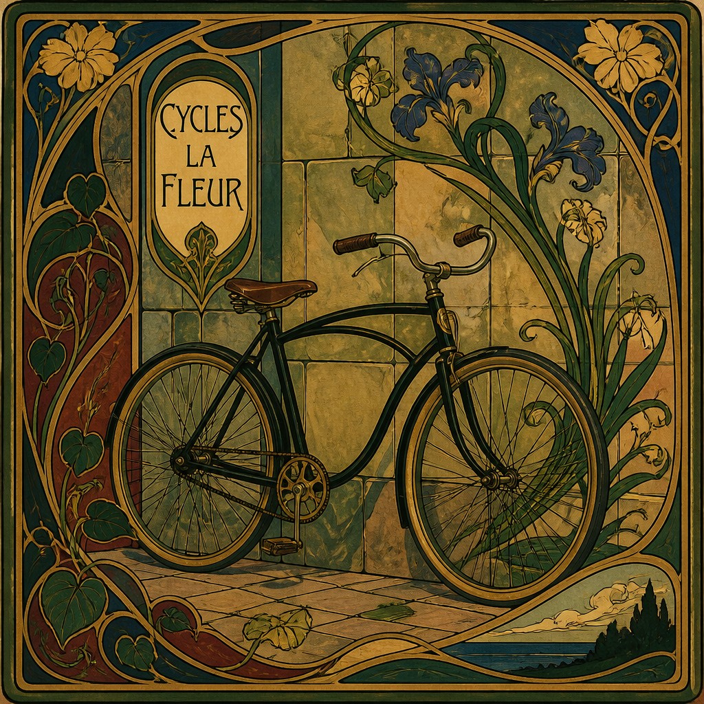 bicyle resting against a wall
