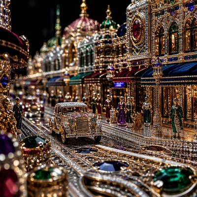 urban street with city activity — Luxury High Jewelry Design