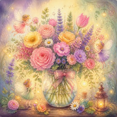bouquet of flowers in a glass vase