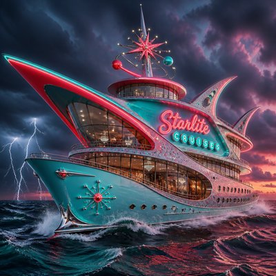 sailing ship on a stormy sea