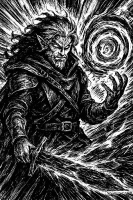a black and white drawing of a demon