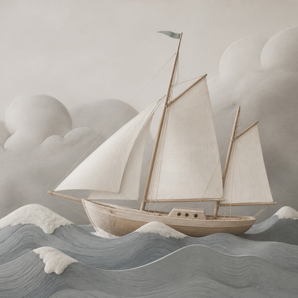 sailing ship on a stormy sea