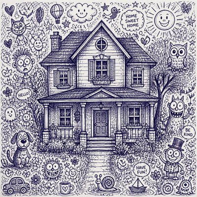 house with front view — Doodle Art Style